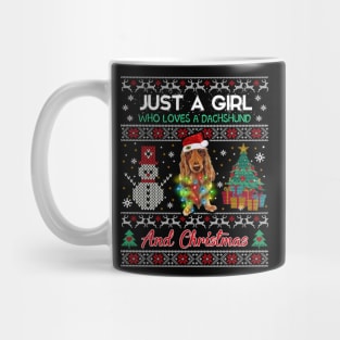 Just a girl who loves a dachshund and christmas Mug